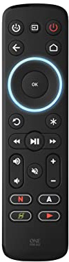 One For All Télécommande Streamer – Télécommande universelle pour jusqu'à 3 appareils Streamer Box (Roku, Apple TV et plus) TV et barre de son – Fonction d'apprentissage – Touches rétroéclairées –