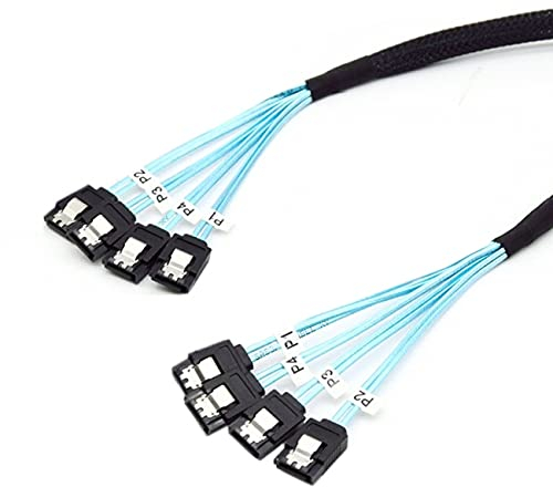 NFHK Internes SAS 4 SATA Host auf 4 SATA 7-polige Zielfestplatte 6 Gbit/s Datenserver Raid Kabel 50 cm