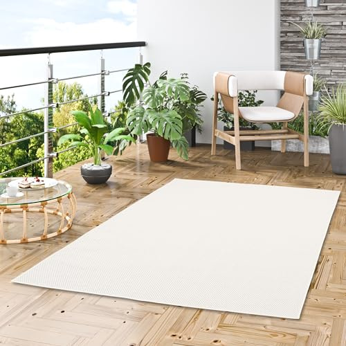 Pergamon In & Outdoor Flachgewebe Sisaloptik Natur, Terrasse und Balkon Teppich Valencia Creme Mix in 5 Größen