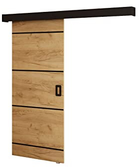 KRYSPOL Schiebetürsystem BENI 4 Komplett-Set für Schiebetüren, Trennwände Innentüren (Eiche Kraft Gold)