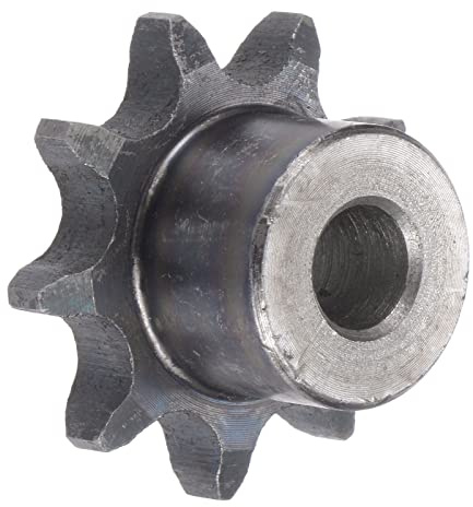 sourcing map Pignone a rullo per catena motore a 9 denti tipo B singolo filo passo 1/2, 10mm foro A3 acciaio al carbonio per 06B