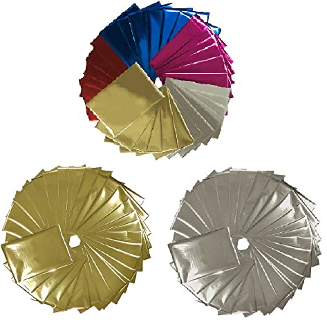All Splendid Heißfolien-Stempelpapier, 90 Blatt Set, 5 Farben, Gold, Silber, Rot, Blau, Lila, Schriftfolie, Wärmeübertragung, eloxiertes vergoldetes Papier, Bronze, DIY Glimmer-Dekoration