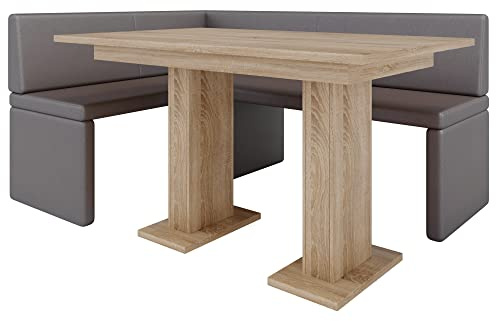 Akiko Banc d'angle avec table - Groupe de bancs d'angle pour votre salle à manger, cuisine moderne, coin salon, coin repas. Parfait pour la cuisine, le bureau et la réception. Finition solide et