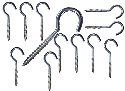 Schraubhaken, einfarbig, M6, groß, robust, für hängende Lichter, große Größe: 6 mm x 80 mm, 12 Stück