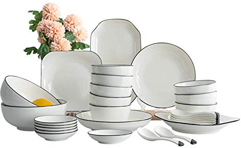 Set di Piatti da tavola Quadrati in porcellanaSet di Piatti/Piatti/Ciotole, Set di stoviglie da 29 Pezzi, Servizio per 8 Persone, Servizio da tavola in Ceramica