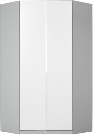 Rauch Möbel Alabama, Eckschrank, Farbe Weiß/Seidengrau, Breite 117 cm | Eckkleiderschrank, 2-türig, Zubehör Basic, für Schlafzimmer, Kinderzimmer, Hauswirtschaftsraum, Garderobe, Flur