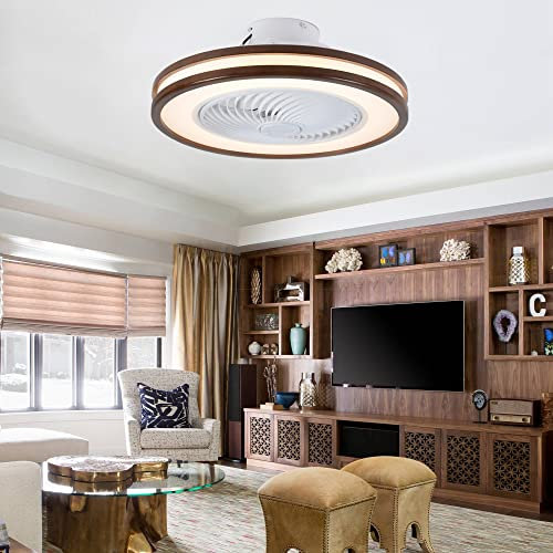 YUNZI Legno Ventilatore Da Soffitto Con Luce E Telecomando LED Dimmerabile Lampadari Ventola Motore DC Reversibile 6 Velocità Per Camera Da Letto Soggiorno Plafoniera Con Ventilatore-B