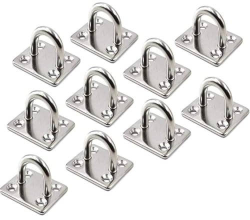 AstarFavor 10 Stück M5 Edelstahl Augplatte mit öse,Decken Haken,Wand Haken,Decken-Befestigung,Edelstahl Decksplatte,für Boot Takelage Schaukel Hängematte