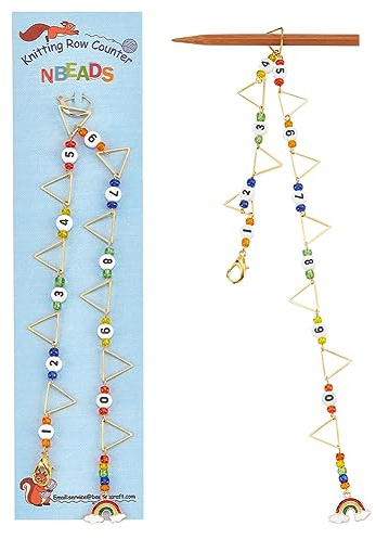 nbeads 2 Stück Dreiecksring-Strickreihen-Gegenketten, Emaille-Regenbogen-Anhängermaschenmarkierer mit Karabinerverschluss aus Legierung zum Stricken Häkeln Verfolgen des Projektfortschritts