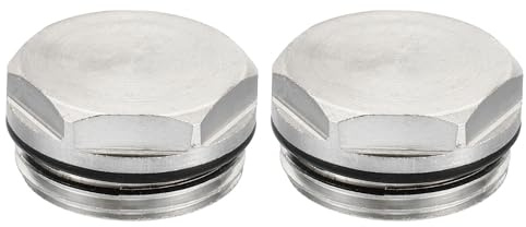 PATIKIL 2Pack Vernickelt Messing Stopfen 3/4 BSP für Heizung Silber | Stecker Gewinde Leere Kappe Manuelles Heizkörper Entlüftung Steckventil