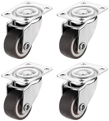 4Pcs Möbelrollen Räder Lenkrolle Silber Rollenrad Mit Bremse Für Plattformwagen Stuhl