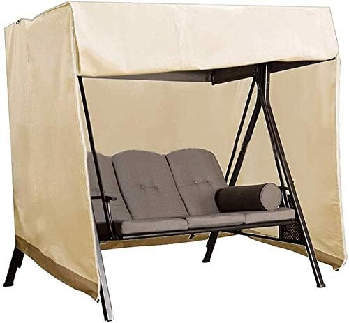 Hollywoodschaukel-Abdeckung, 3-Sitzer, mit Reißverschlüssen und Schrumpfseil, winddicht, Anti-UV, strapazierfähig, 210D-Oxford, reißfest, für alle Wetterbedingungen (220 x 125 x 170 cm)