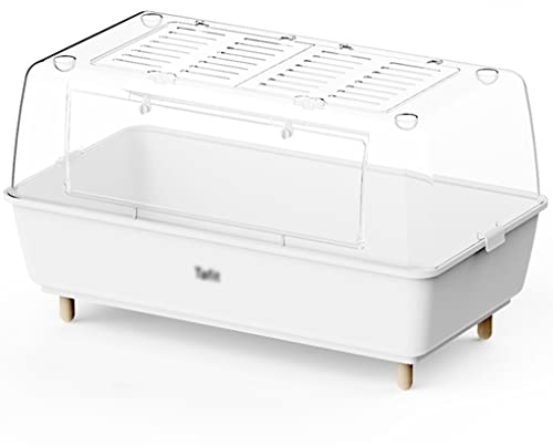 SYSZSYHD Großer Hamsterkäfig, Mäusehaus aus Acryl, kristallklarer Basiskäfig, Lebensraum für Kleintiere mit Holzständer, Lebensraum für Lebewesen (weiß)
