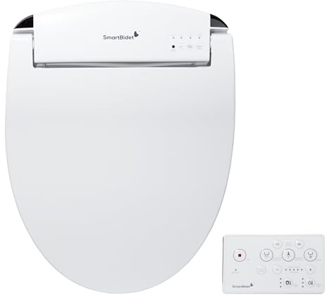 SmartBidet SB-2400RR Electric Bidet Seat for Round Toilets and French Curve Toilets with Remote Control, LED Night Light, Heated Seat