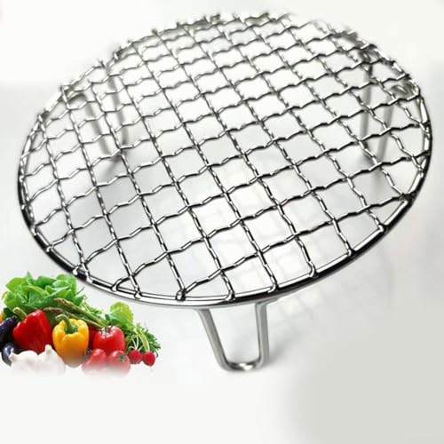 Mehrzweck-Grillgitter, rund, Edelstahl, hochglanzpoliert, Grillschale, Grillrost, für Camping, Reisen, Wandern (15 cm)