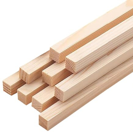 FSSTUD 10 Stück quadratische Holzdübelstäbe, unlackiertes Holz, Bastelstäbe, kleine Holzstreifen, quadratische Holzdübelstäbe, Basteln, Baustreifen, dekorative Holzstäbe, 330 x 12 x 12 mm