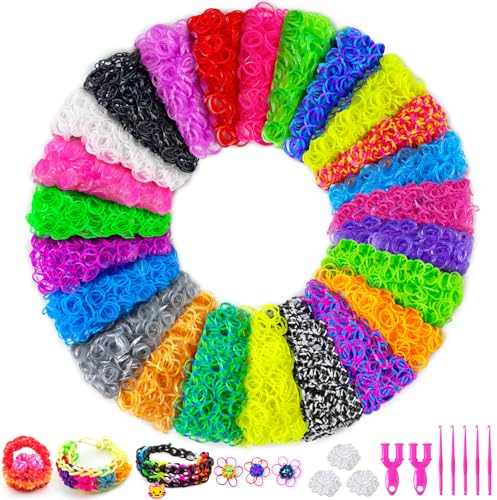 Heyzeibo 5100+ Rubber Bands Kit, 24 Colours Rubber Band Bracelet Making Kit for Kids Weaving DIY Crafting Gift