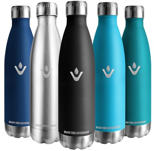 Vikaster Gourde isotherme, 1l Gourde, Sans-BPA Gourde inox, Etanche bouteille Approprié & Adulte, Sport, Gym, école, Extérieur, 1000ml Noir