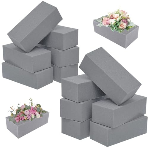 LDXDRU 12 Pack 23 x 11 x 7cm Floral Foam Blocks, Dry Flower Foam | Grey Floral Foam Bricks Florist Foam Blocks for Fresh or Artificial Flower Wedding Party Funeral Centerpieces