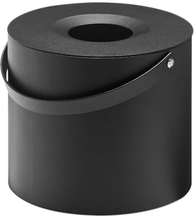 Yamazaki 1704 Tower Runde Taschentuchbox mit Griff, schwarz, Stahl, minimalistisch, 17 x 17 x 14 cm
