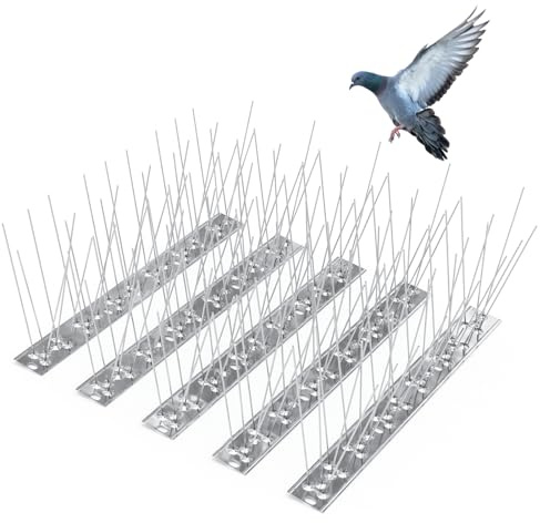QianRuiDa Pinchos Antipalomas Acero Inoxidable 3m, 12 Piezas Set (Plata) | Ahuyenta Pájaros y Anti Gatos, Protección Anticorrosiva Resistente para Ventanas, Vallas, Balcones, Techos y Jardines