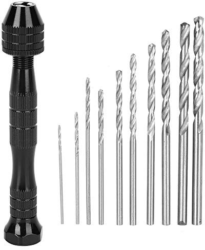 Handbohrmaschine Manuell, Pin Vise Handbohrmaschine mit 20 Bohrern Pin Vise Handbohrmaschine Handspiralbohrer-Set Mikrobohrer-Set für Schmuck, Harz, Rotationswerkzeuge für Holz,
