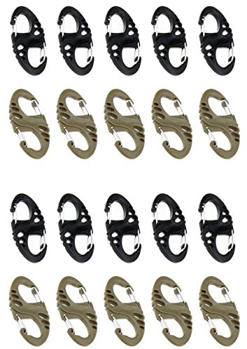 Guihydur 20 Stueck Praktische Outdoor Sports 8-Foermige Kleine Karabiner Snap Metall + Kunststoff Klettern Buckle Camping Wandern Clip Haken Keychain