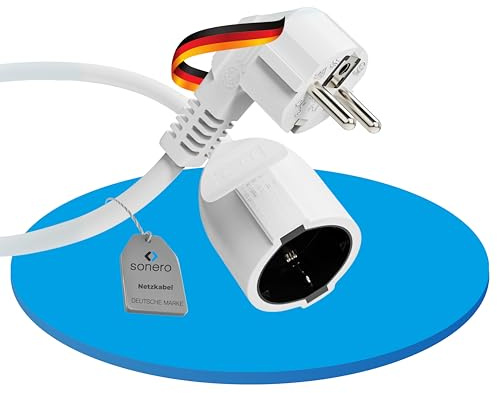 sonero Verlängerungskabel Stromkabel, Schutzkontakt Stecker Buchse, 20m | Verlängerung Strom Kabel Kabelverlängerung Netzkabel Steckdosenverlängerung für Haushalt, Büro, TV, Computer, weiß