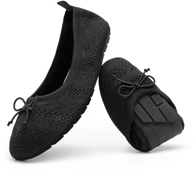 DREAM PAIRS Ballerines Femme Légères Chaussures Plates pour Femmes Confortable Respirant Pliable,Size 41,Noir,DWUMFA2502