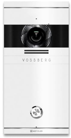 Metzler Video Türsprechanlage 1 Familienhaus | Türklingel mit Kamera FullHD | Opt. 7 Monitor | Smartphone App | Mit Anschluss für Türöffner | Anschluss: LAN POE | Verkehrsweiß | VDM10 2.0 Colson