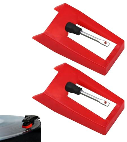 xianshi 2 Stück Plattenspieler Nadel,Nadel Plattenspieler Diamant Ersatz für Schall,Tonabnehmer Stift Ersatzzubehör für Schallplattenspieler,für meiste Phonograph Vinyl