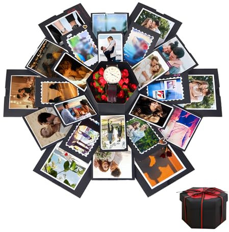 Explosion Box, Überraschung Geschenkbox, DIY Handgemachtes Fotoalbum Scrapbook, Faltbare Geschenkbox, Fotobox Geschenk für Geburtstag, Weihnachten, Hochzeit, Erntedankfest