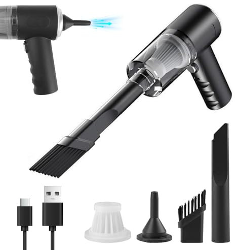 Handheld Vacuum Cleaner Cordless Small Hand Held Hoover Rechargeable 2 in 1 Portable Car Hoovers Tyep-C Double Layer Filtration Car Vacuum Cleaner for Car Home Office Pets Hair Cleaning