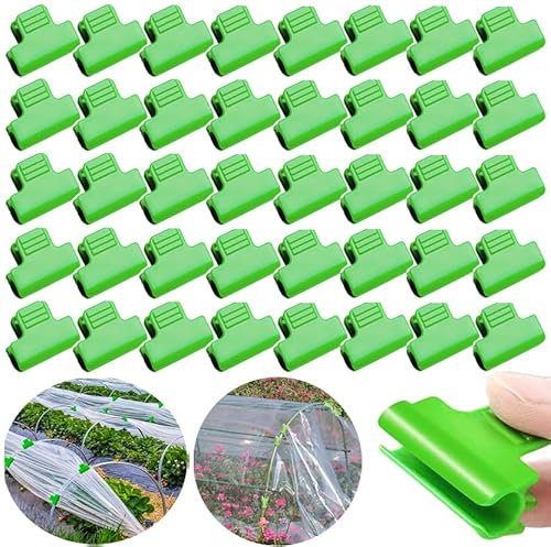 Wopanxye 40 morsetti per reti per serre, 16 mm, clip per piante da giardino, per esterni, patio, copertura a tunnel per il fissaggio di tubi in PVC, clip per ripari, in plastica, antiscivolo, verde