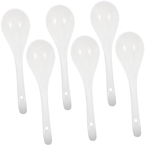 Cabilock Cucchiai Da Zuppa in Ceramica Set Da 6 Pezzi Cucchiaio Da Mestolo Per Casa Ristorante Hotel Stile Semplice