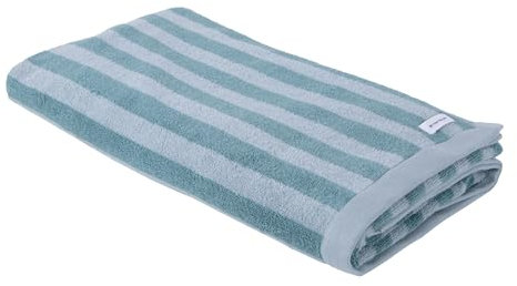 TOM TAILOR Saunatuch, 80x200 cm, 100% Baumwolle/Frottier, mit zwei Aufhängern, COLOR BATH TOWELS MEDIUM STRIPES Türkis (Fresh Sage & Smokey Sage)