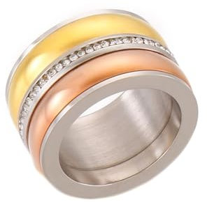 Wycian Freundschaftsringe Beste Freundinnen, Ringe Frauen Edelstahl Zirkonia Dreifarbig Größe 52 (16.6) 13mm Rund mit Zirkonia Personalisiert für Mutter Abschlussball