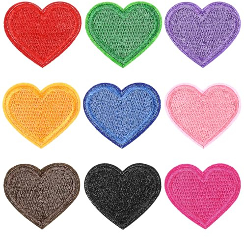 Giantree 27 Stück Herz Stickerei Aufnäher, Patches zum Aufbügeln, Mini Stickerei Aufnäher Bügelpatch in Herzform Niedliche Bügel Patches für Kleidung Hüte Jacke Jeans Rucksäcke Tasche DIY Dekoration