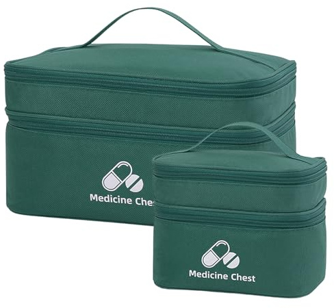 Dzmuero 2 Pezzi Kit Pronto Soccorso da Viaggio, Vuota, Portatile Impermeabile, Grande Capacità, Custodia per Medicinali per Casa, Ufficio, Viaggi, Camper, Alla Moda