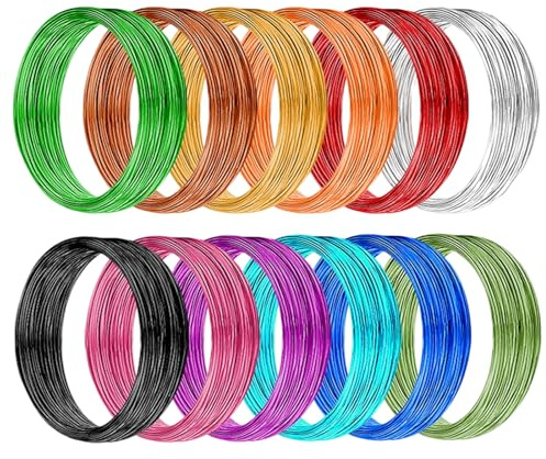 12 Colors 1.5mm*5m Aluminum Craft Wire, Anodized Aluminum Jewelry Wire