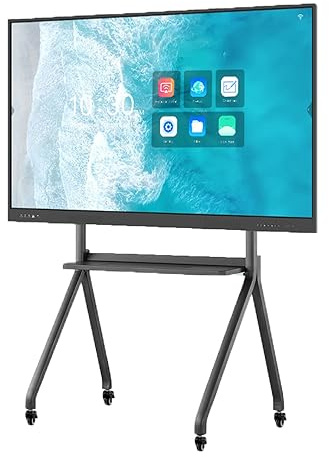Carrito de TV móvil con ruedas para televisores LCD LED OLED de 55 a 86 pulgadas, soporte de suelo resistente con capacidad para 462 libras, estante ajustable y bandeja para uso en exteriores