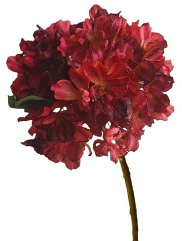 HXSCOO Ramo de hortensias Artificiales de Hojas de Arce con Bordes quemados: arreglo Floral Retro for la decoración del hogar.(Rojo)