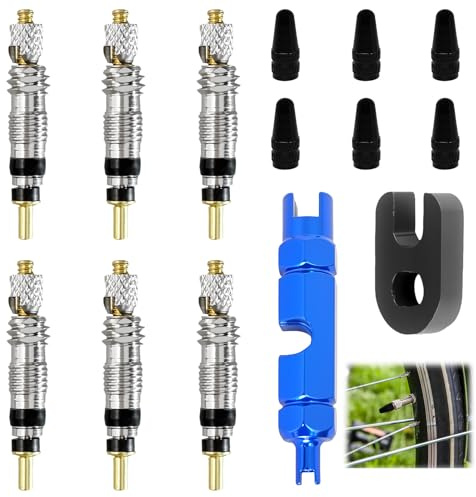 12-teiliges Ventiladapter-Kit für Presta-Ventil, mit Presta-Ventil-Demontagewerkzeug, Adapter für Fahrradventil und Tubeless-Ventil für Mountainbike, universelles Demontagezubehör für Rennrad