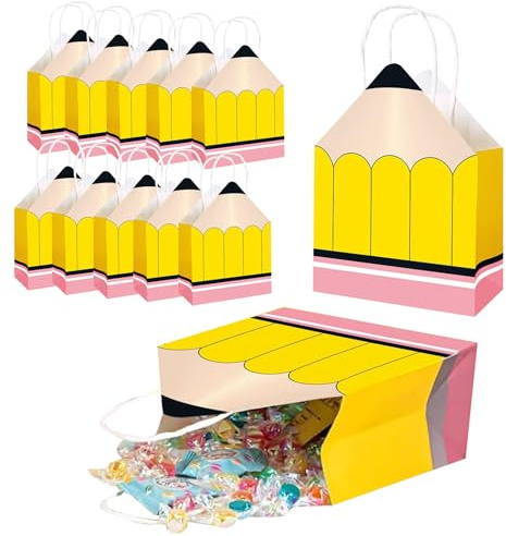 Geschenktüten für den Schulanfang – 12 Stück Tüten zum Schulbeginn für Lehrer | Dekoration für Klassen, Partys, Geburtstage, Events und Feiern