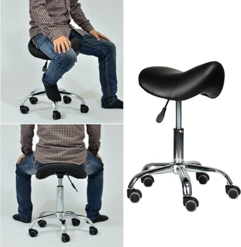 Ergonomisk sadelpall med hjul för professionella stillasittande, anti-trötthet kontor och salongsstol