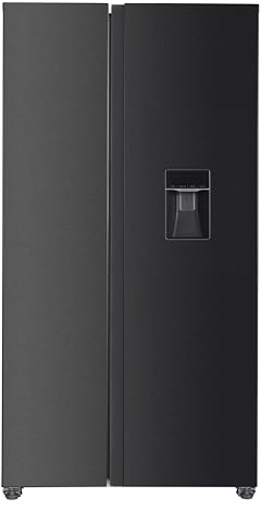 respekta Side by Side Kühlschrank Halvar Black Steel | 439 Liter Nutzinhalt | No Frost Kühl Gefrierkombination | Wasserspender | Schnellgefrierfunktion | ECO Modus | Side by Side Kühlschrank Schwarz