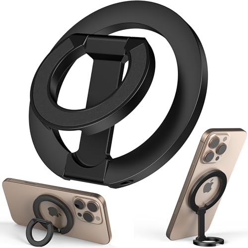 Oumida Soporte de Anillo Magnético para MagSafe, 360° Rotación Soporte de Anillo Multifuncional, Soporte Magnético Fuerte y Duradero para Teléfono Móvil para iPhone 17/16/15/14/13/12 Pro MAX (Negro)