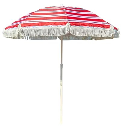 KELENMNAZT Grand Parasol d'extérieur Anti-UV, Parasol de Jardin Portable à Franges pour la Plage, la Piscine, la terrasse et Le Jardin(2.0m)