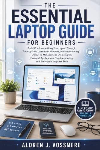 The Essential Laptop Guide for Beginners: Build Confidence Using Your Laptop Through Step-by-Step Lessons on Windows, Internet Browsing, Email, File Management, Online Safety, Essential Applications,