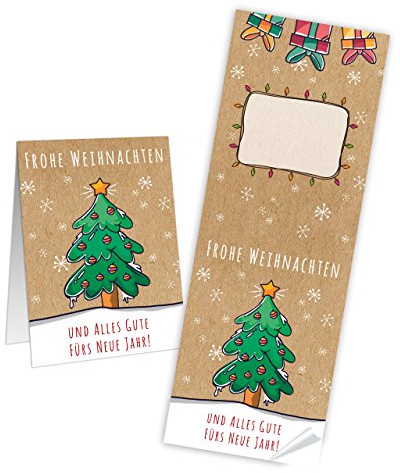 50 Weihnachtsbanderolen 7 x 21 cm grün rot Baum Motiv selbstklebende Aufkleber für Pakete und Geschenke hochwertige Qualität Logbuch-Verlag